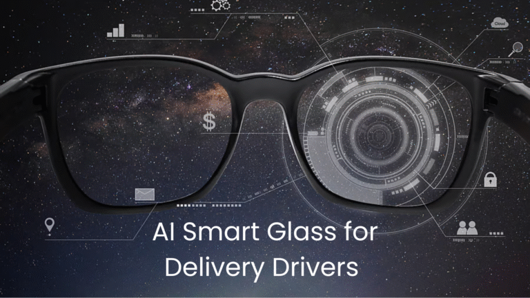 Delivery driver wearing AI smart glasses for navigation and route optimization